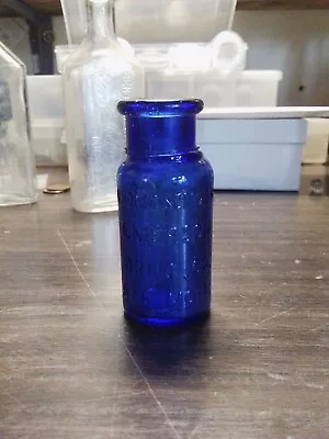 Vintage 4.75  Bromo Seltzer Emerson Drug Co. Blue Glass Bottle Without Cap / Lid • $0.99