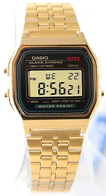 Casio AUTHENTIC A159WGEA-1D Digital Gold Watch Stainless Steel Gold Face New • $85.58