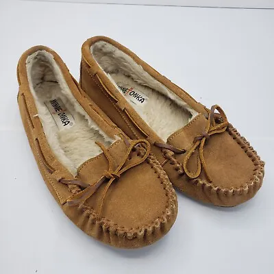 MINNETONKA Suede Soft Sole Moccasin Shoes Brown Womens Sz. 7 Driving Slipper • $18