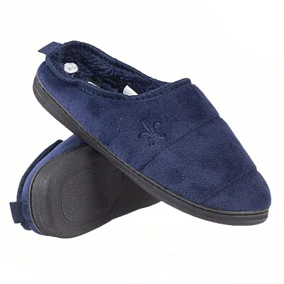 Mens Slip On Fleece Lined Cotton Memory Foam Indoor Warm Clog Slippers Shoes New • £8.95