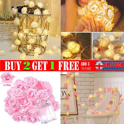 £6.99 • Buy Rose Fairy String LED Lights Battery Operated Christmas Tree Party Starry Decor