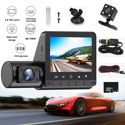 3 Channel Car DVR HD 1080P 3-Len Inside Vehicle Dash Cam Three Way Camera DVRs • $34.99