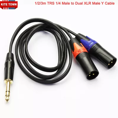 TRS 1/4 Male To Dual XLR Male Microphones Stereo Splitter Adapter Y Cable US • $12.59