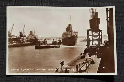 £40 • Buy Cunard Line Rms Aquitania Arriving At Ocean Dock Real Photo Postcard Posted 1935
