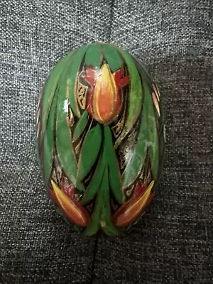 Beautiful Hand Painted Decorated Flower Wood Egg 3  India • $4.99