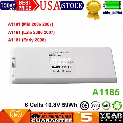 For MacBook 13  A1181 Mid 2006 2007 Late 2006 2007 Early 2008 A1185 Battery NEW • $19.95