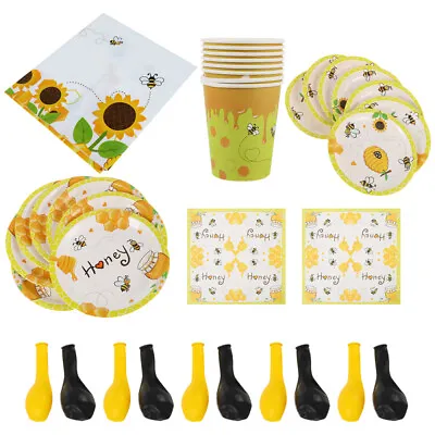 65pcs Honey Bee Party Plates Day Party Favors Decorations For Birthday • £19.79