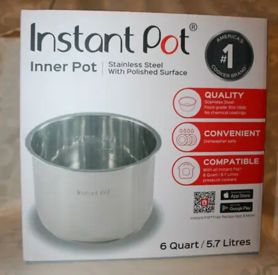 Instant Pot Inner Pot Stainless Steel W Polished Surface 6 Quarts Brand New Seal • $25