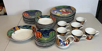 Sango Misono Cafe Paris #4914 Set Of 40 Pieces Cereal/Soup Bowls & Plates  1994 • $199.99