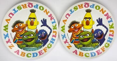 VTG 1977 Sesame Street Muppets Alphabet Plates Artisan Ware Collectible 8” PAIR • $20