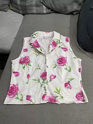 Charlotte Halton Women’s Cotton Sleeveless Blouse UK 14 (pre Owned). • £8.50