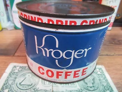 Kruger Coffee Can  With Lid Store Tin 1 Lb Vintage Vacum Packed • £47.50