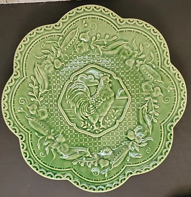 Vintage 3 Andrea Sadek Majolica Green Rooster Duck Bunny Plates Portugal 9.5” • $59.99