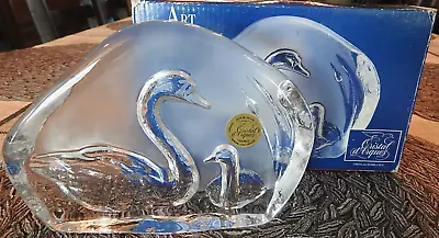 NIB Cristal D'arques Longchamp Art Collection Solid Crystal Etched Swan  France • $15