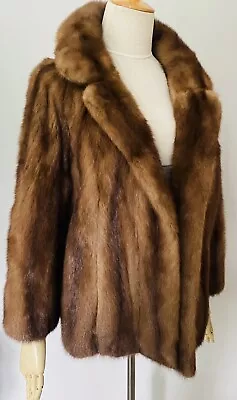 Mint Vintage Harrods Real Demi Buff Sable Ranch Mink Fur Jacket Coat Fox 8-12 • £200