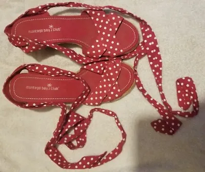 Montego Bay Club Red With White Dots Wedge Sandals  8.5 • $16.99
