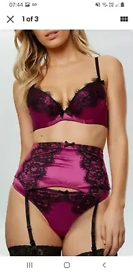 Ann Summers Macelyn Black Pink Suspender Waspie Small 8 XL  20 22 NWT • £7