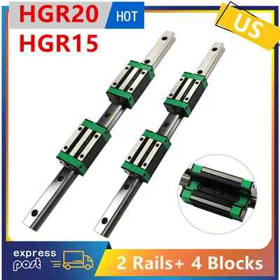 2Pcs HGR20/hgr15 Linear Guide Rail +4Pcs HGH20CA/HGH15CA Slider Block 200-1700mm • $90