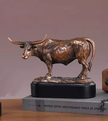 Longhorn Steer Figure Bronze Plated Statue Sculpture • $80.99