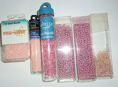 Vintage Toho Glass Seed Beads Pinks Czech 6 Package Tube Lot Size 11/0 6.6 Oz • $12.99