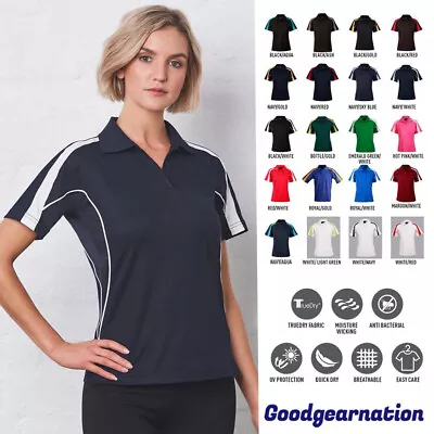 $20.55 • Buy Ladies Polo Shirts Contrast Cotton Back Breathable Casual Short Sleeve Team PS54