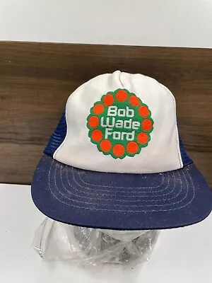 Vintage Bob Wade Ford Car Dealership Trucker Hat Snap Back Blue Cap USA • $12.74