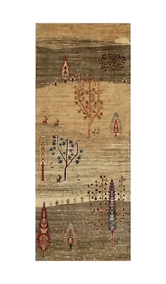 2 X 5 Ft Brown Tree Of Life Gabbeh Afghan Hand Knotted Short Runner Rug • $339