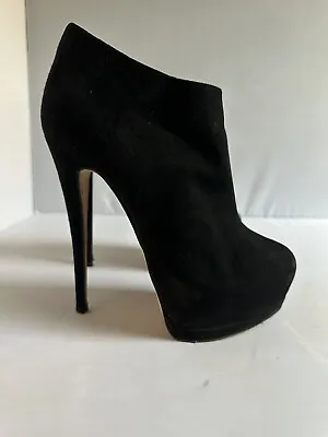 $110 • Buy Giuseppe Zanotti Black Suede Eva Ankle Platform Stiletto Heeled Booties Size 36