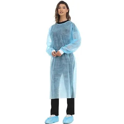 15 -1050pcs Disposable Isolation Gown With Knit Cuff Blue Dental-Medical • $82.99