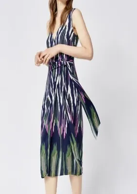 Warehouse BNWOT Ikat Rainbow Tie Front Midi Dress Size 8 RRP £45 • £0.99