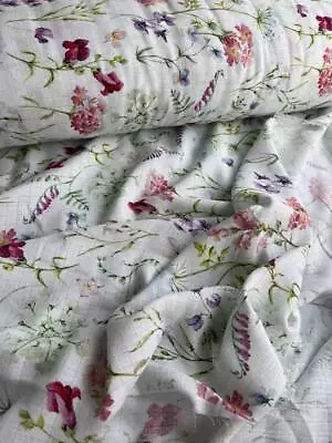 Double Gauze  Muslin Fabric Botanical Floral Width 240cm • £8