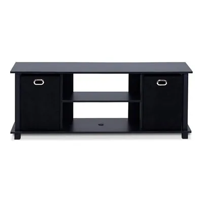 Furinno Econ Wood Entertainment Center W/Storage Bins For TV Up To 50  In Black • $48.83