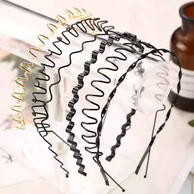 £2.67 • Buy Black Metal Sports Hairband Headband Wave Alice Style Hair Band Unisex Men Women