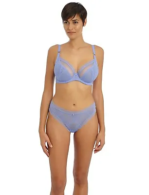 Freya Fatale Cornflower Blue Underwire Plunge Bra & Brazilian Brief Set 30e / 8e • $40