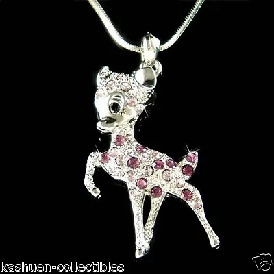 £46.74 • Buy Purple BAMBI DEER~ Made With Swarovski Crystal Fawn Necklace Animal Jewelry New