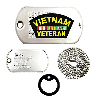 VIETNAM VETERAN - CUSTOMIZED - EMBOSSED NECKLACE - Tag-Z Military Dog Tags • $15