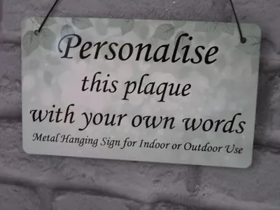 Personalised Grey Plaque Metal Custom Sign Hanging Indoor Or Outdoor Any Words  • £7.90