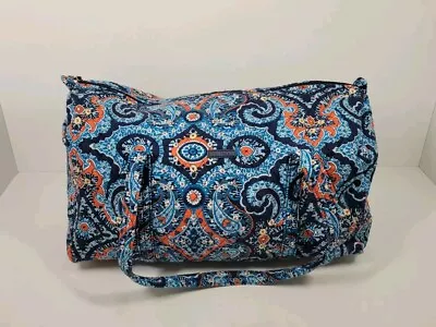 VERA BRADLEY Blue Orange Paisley Pattern Large Duffle Weekender Bag RETIRED  • $31.98