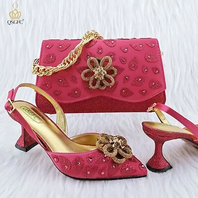 Classic Style Women Hand Bag Matching High Heels Wedding Party Shoe And Bag Set • £128.46