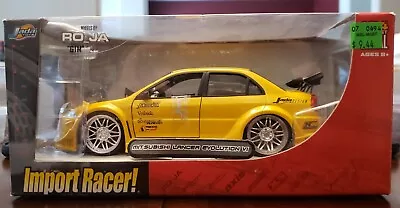 2004 Jada Toys Import Racer! Mitsubishi Lancer Evo VI Yellow W/broken Hood NIB • $100