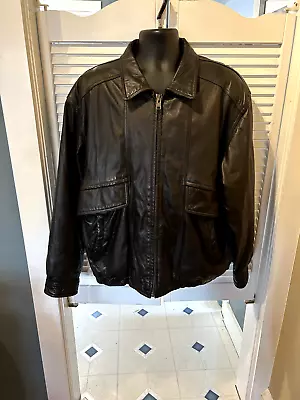 Members Only Men’s Leather Bomber Jacket Size XL Long Black Vintage 1980’s Style • $39.99