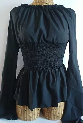 Women Medieval Blouse Vintage Gothic Renaissance Peasant Wench Shirt XS • $21.50