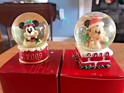 2009 2010 Disney JC Penney Mickey Mouse Collectible Christmas Mini Snow Globes • $8.99