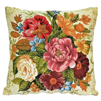 Peony Bouquet Tapestry Pillow Sofa Couch Gobelin Pillow Decorative Pillow 18x18  • $32.95