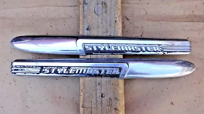 $275 • Buy 1947 1948 Chevy STYLEMASTER HOOD SIDE NAME PLATES Original GM Pair Emblems