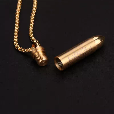 USA Real Stainless Steel Bullet Necklace Cross Hidden Secret Urn Quality Gift • $6.99