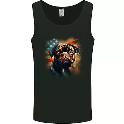 USA Pug With American Flag Dog Mens Vest Tank Top • £9.99