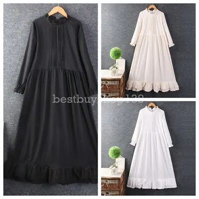 Women 100% Cotton Embroidery Full Slips Dress Extender Lace Maxi Dress Petticoat • $24.68