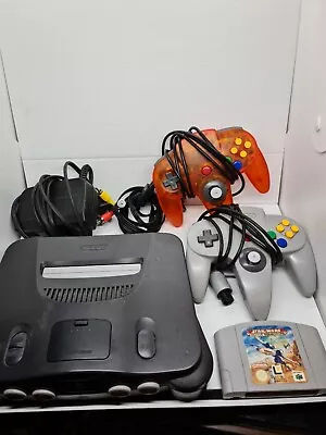 Nintendo 64 Grey Console Bundle 2 Controllers Game Cables PAL Good Working Cond • $197.95