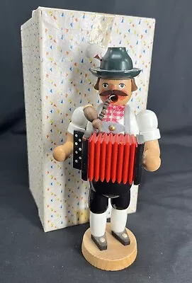 Vtg German Wood Smoker Erzgebirge Bavarian Man W/ Accordion Cone Incense Burner • $49.99